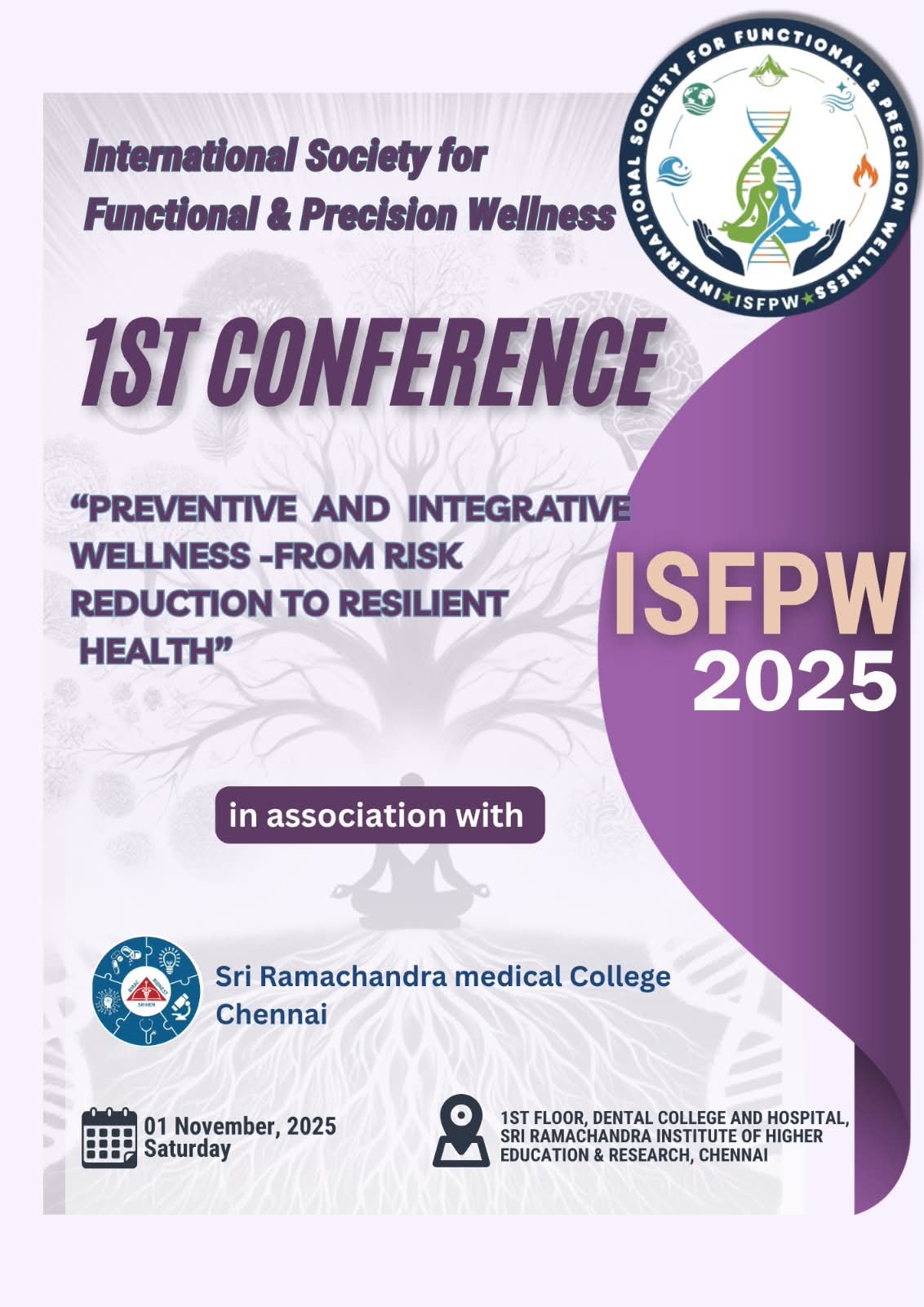 Poster for ISFPW’s first conference, with the conference title, date and Chennai venue.