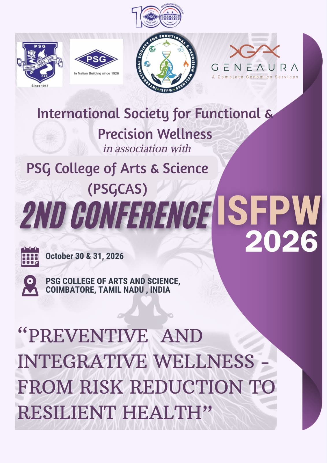 2nd Annual Conference ISFPW 2026 Official Poster at PSGCAS Coimbatore