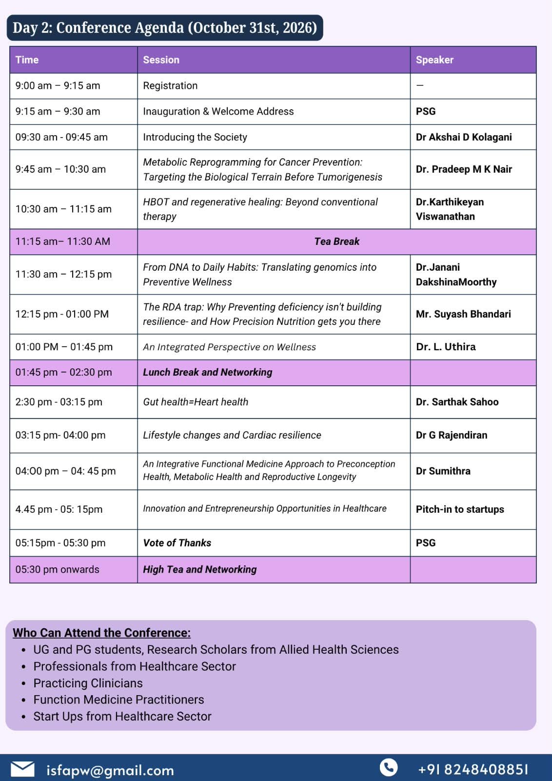 Conference speakers, international faculty, and session topics